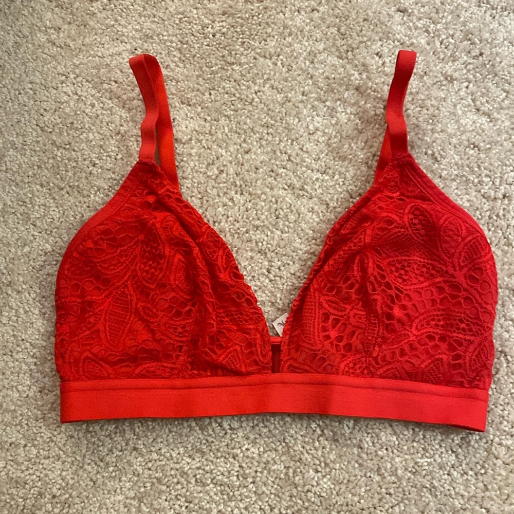 Lively Busty Bralette Size 1 Palm Lace Tomato Red